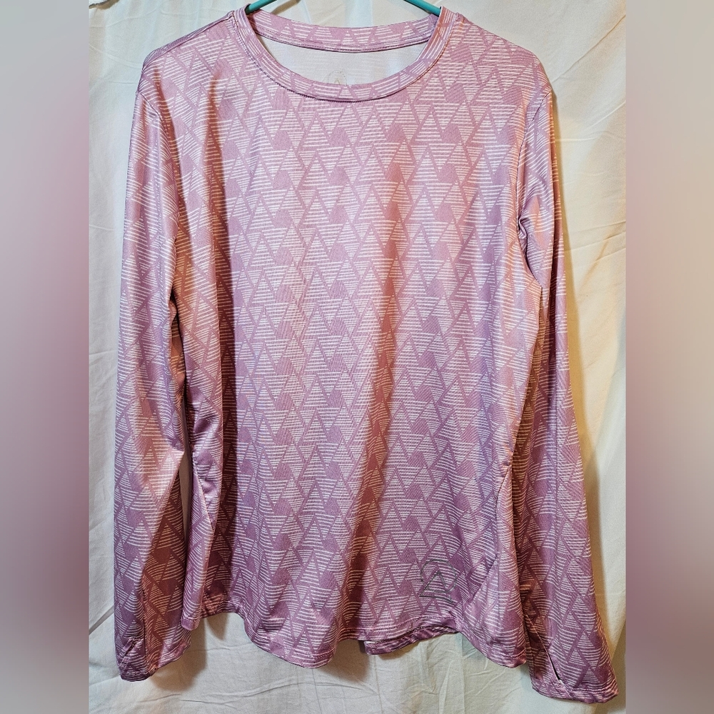 Women's XL Enlighten long sleeve geometric fusia designed athletic top (rh4)